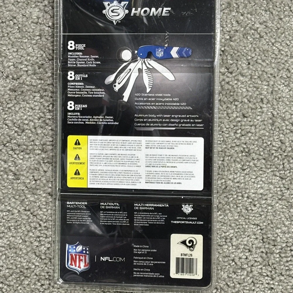 NFL Los Angeles Rams Bartender Multi Tool NEW WITH KNIFE DAD‎ GIFT